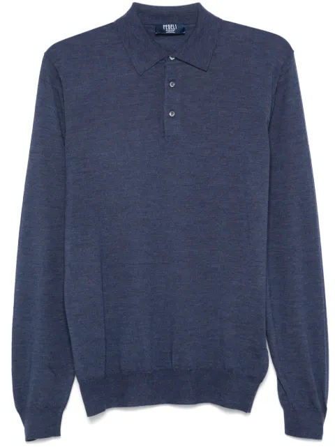 Fedeli fine-knit polo shirt Blue 7UI07129
