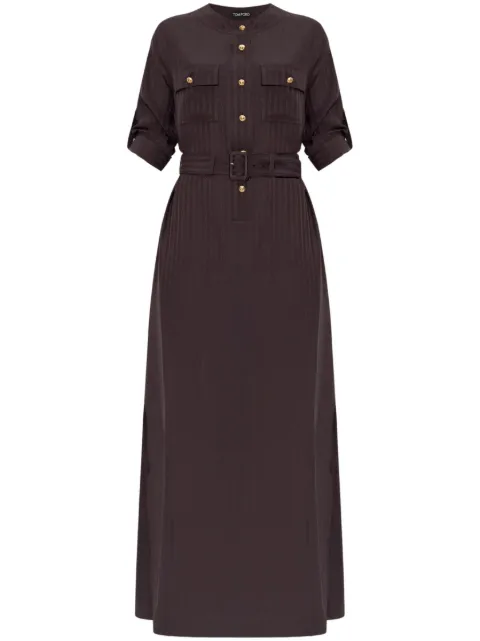 TOM FORD striped belted dress Brown AB3427FAX1311