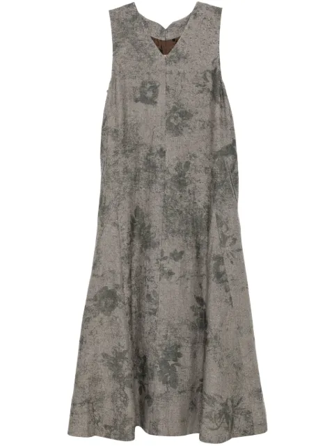 Ziggy Chen abstract-print midi dress Grey 0W2430602