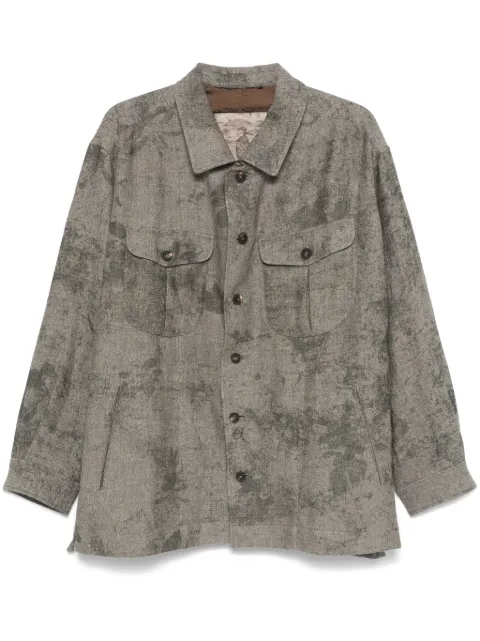 Ziggy Chen herringbone-pattern shirt Grey OM2430714
