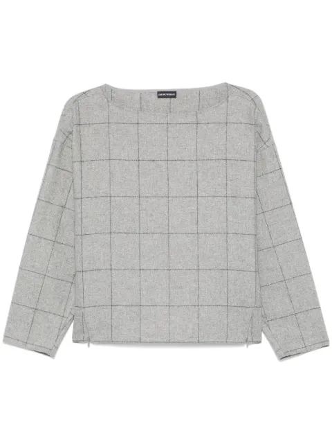 Emporio Armani checked boat-neck sweater Grey EW000171TE10525