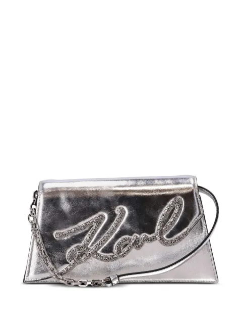 Karl Lagerfeld K/Signature 2.0 metallic shoulder bag Silver 245W3077
