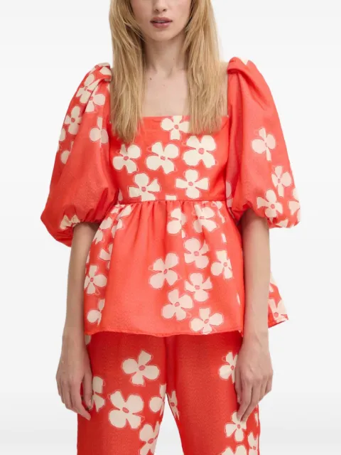 Stine Goya square-neck floral-pattern blouse Red SG5967