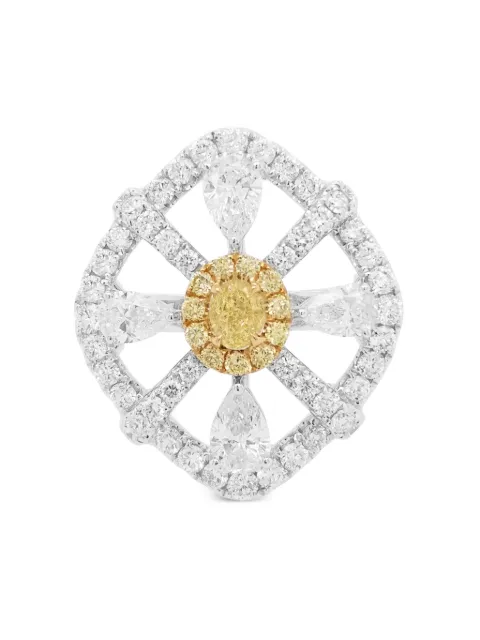 HYT Jewelry 18kt white gold yellow diamond ring Silver R894HR
