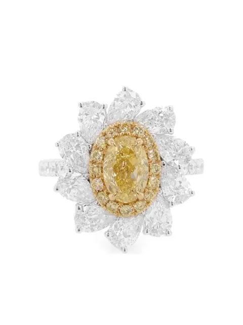 HYT Jewelry 18kt white gold yellow diamond ring Silver R1115HR