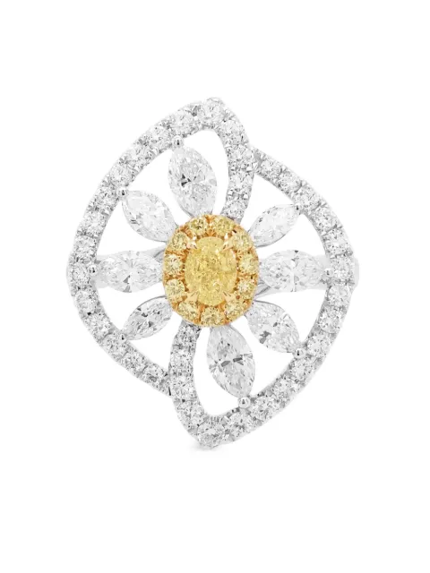 HYT Jewelry 18kt white gold yellow diamond ring Silver R893HR