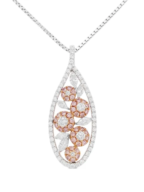 HYT Jewelry platinum pink diamond necklace Silver P100HR