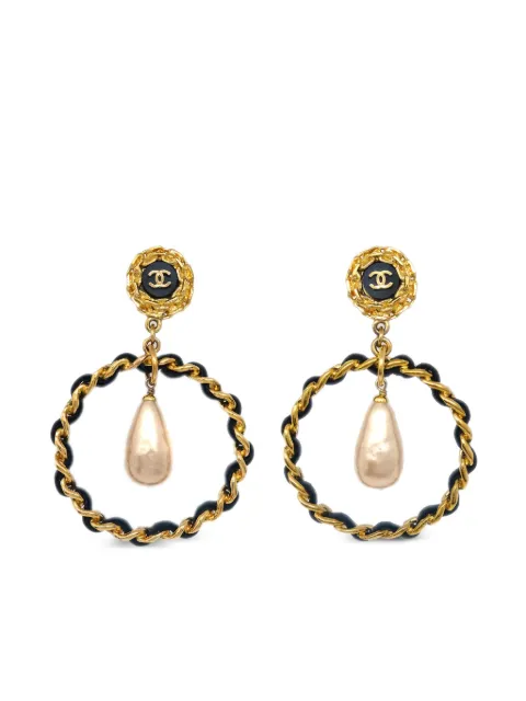 CHANEL Pre-Owned 1995 hoop-pendant clip-on earrings Gold ER27