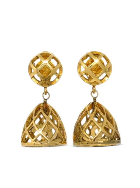 CHANEL Pre-Owned 1990-2000s birdcage clip-on earrings Gold ER173110