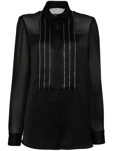 SIMONA CORSELLINI rhinestone-embellished satin shirt Black A24CECA01601TRAS0042