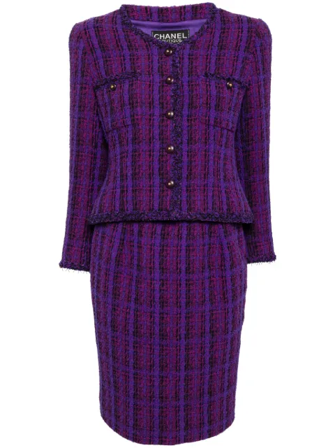 CHANEL Pre-Owned 1995 tweed suit set Purple 95AP05397V04275M0151