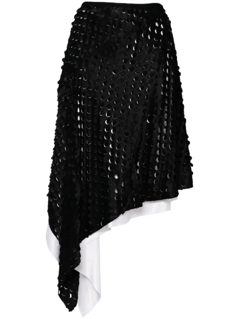 Helmut Lang hole-punched scarf hem skirt Black O07HW301
