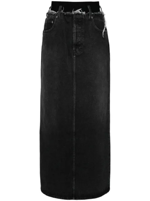 ALAINPAUL distressed denim skirts Black S2WDESK01