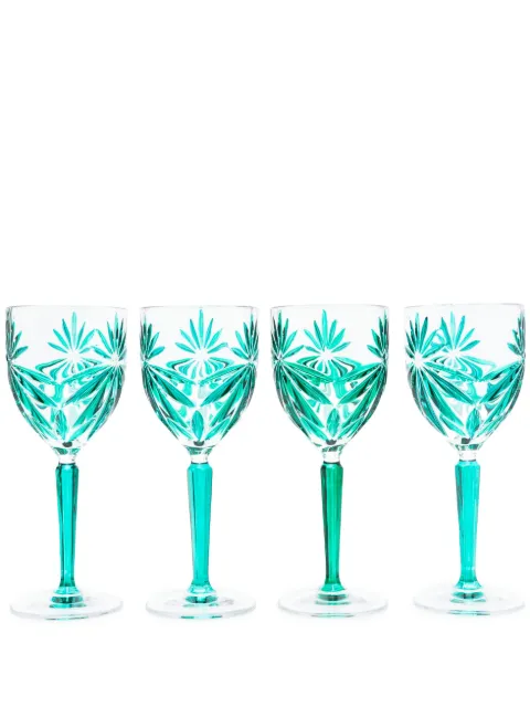 Les-Ottomans Stars crystal wine glasses set (set of four) Green THS04