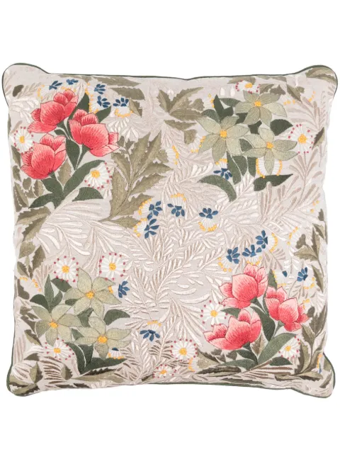 Les-Ottomans garden-embroidered cushion (50cm x 50cm) Neutrals EMG01