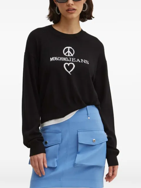 MOSCHINO JEANS heart-detail long-sleeve sweater Black A9328203