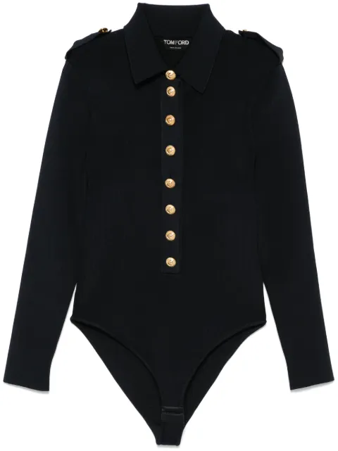 TOM FORD ribbed-knit bodysuit Blue BOK053YAX766