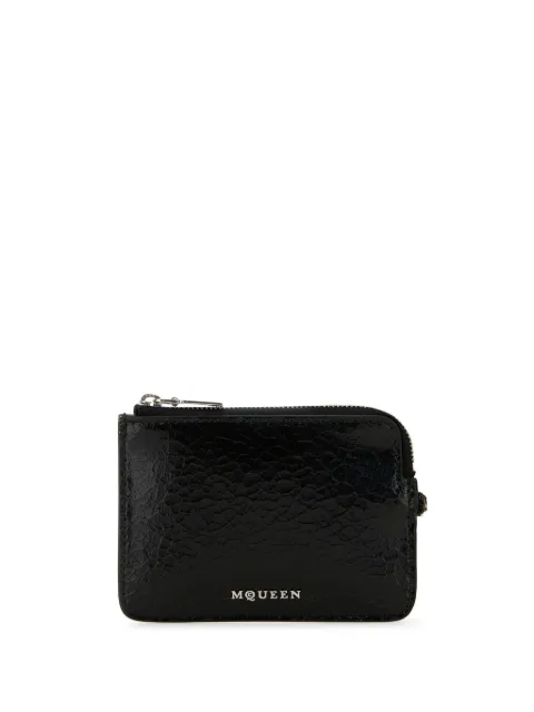 Alexander McQueen leather zip card holder Black 8050641AAUE