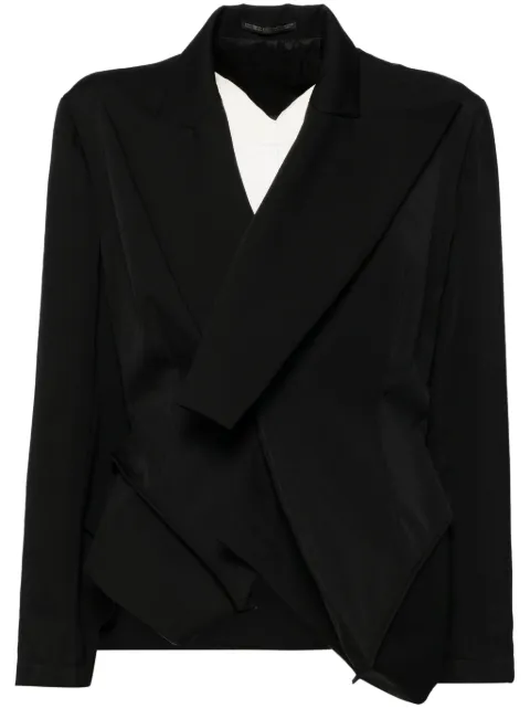 Yohji Yamamoto asymmetic wool blazers Black FOJ71100
