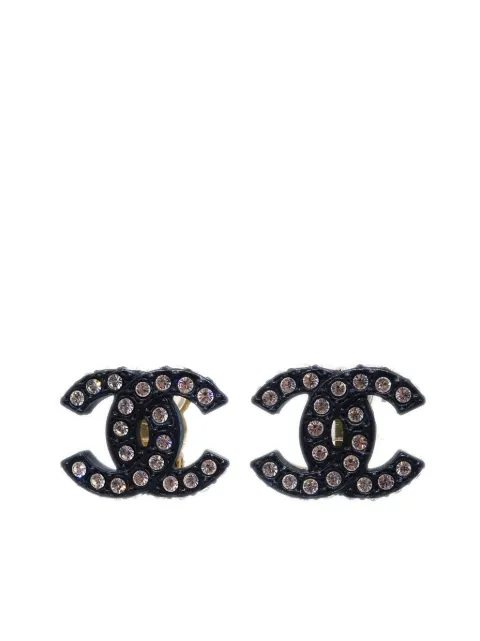CHANEL Pre-Owned 2002 CC rhinestone clip-on earrings Gold ER02A