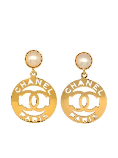CHANEL Pre-Owned 1990-2000 gold-plated hoop earrings Gold ER192550