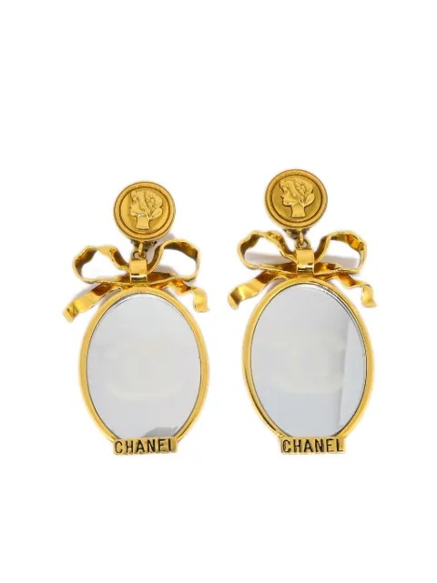 CHANEL Pre-Owned 1990-2000 gold-plated mirror earrings Gold ER192540