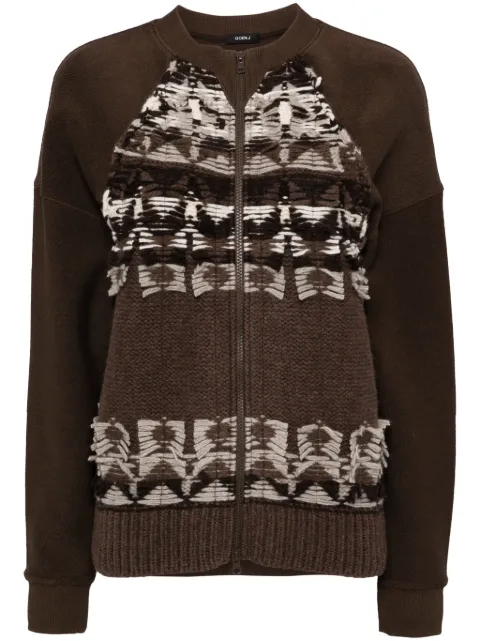 Goen.J contrast zip-up cardigan Brown GNJ24AWKN03