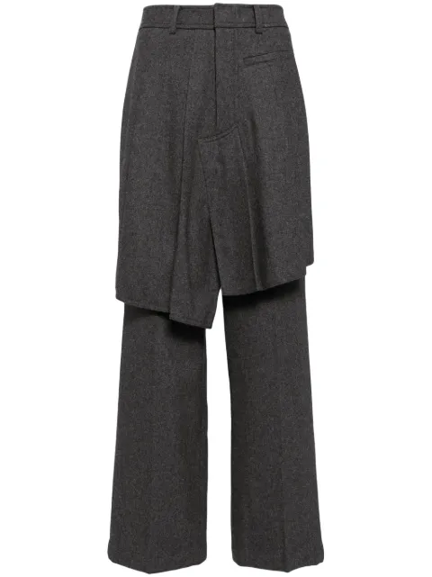Goen.J asymmetric pleats detailed straight pants Grey GNJ24AWPT02
