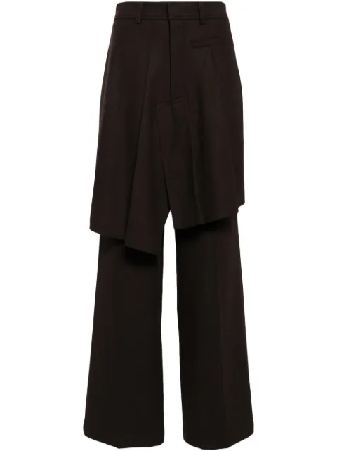 Goen.J asymmetric pleats detailed straight pants Brown GNJ24AWPT02