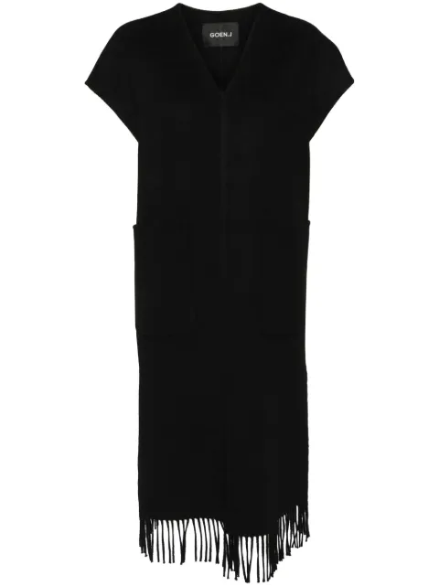 Goen.J double-faced fringed dress Black GNJ24AWDS01