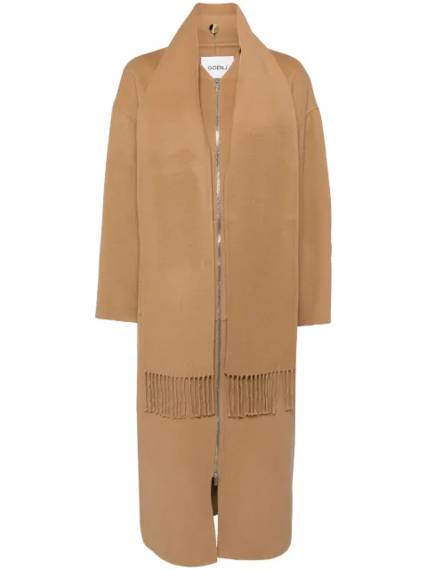 Goen.J detachable-muffler zip-up coat Neutrals GNJ24AWCT04