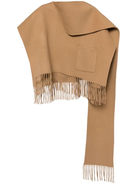 Goen.J fringed muffler poncho Neutrals GNJ24AWPC01