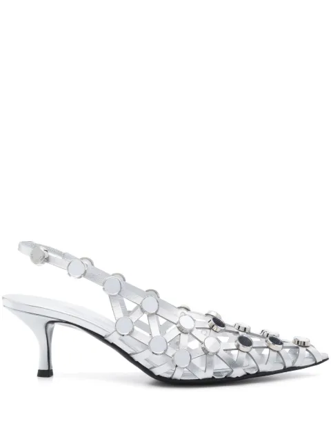 The Attico Grid slingback pumps Silver 250WSH00844LBT112SA