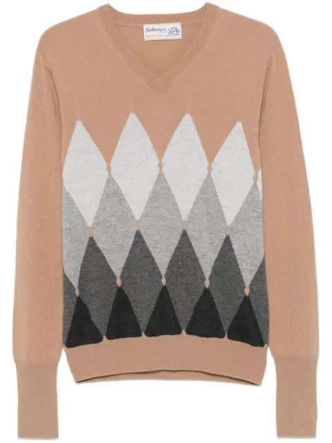Ballantyne diamond-pattern V-neck sweater Brown B2P00112KA8