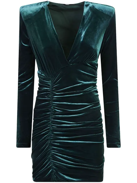 Just Cavalli ruched velvet mini dress Green 77PAOF04CJFV1