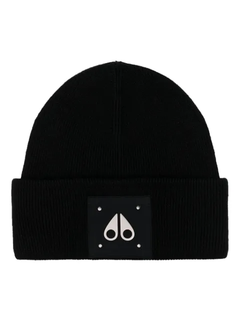 Moose Knuckles logo-patch wool beanie Black M34MA574