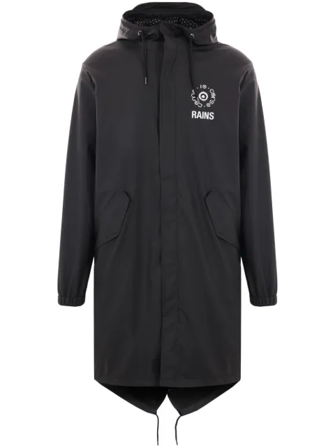 Rains x 10 Corso Como printed hooded raincoat Black 20480