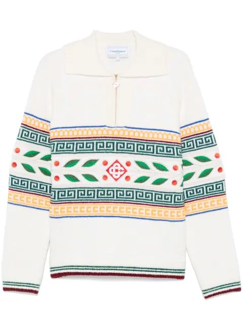 Casablanca Laurel quarter-zip sweater White MF24KW77301