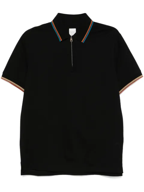 Paul Smith zip detail striped polo shirt Black M1R487YL00089