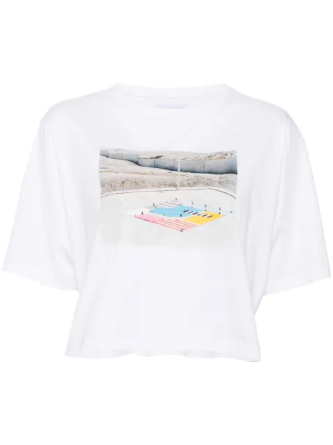 agnès b. printed cropped t-shirt White EBJ0SEP4