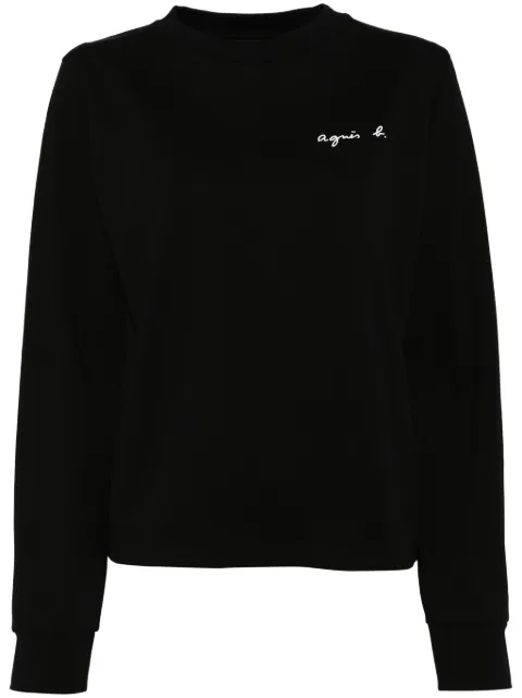 agnès b. logo print long-sleeved t-shirt Black ECU4S179