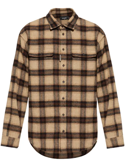 DSQUARED2 checkered shirt Brown S71DM0738D35125