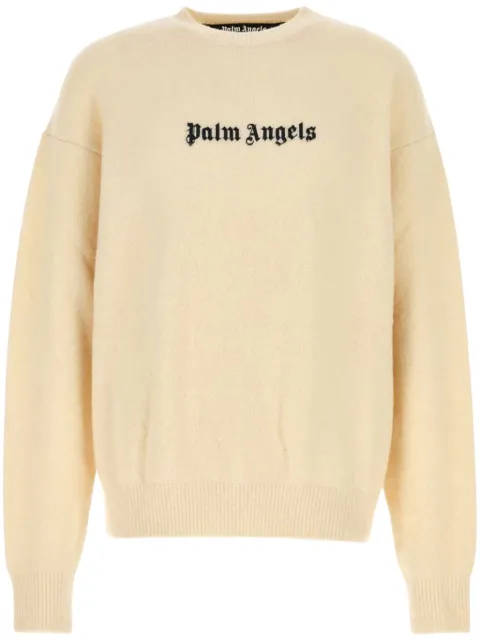 Palm Angels logo-print crew-neck jumper Neutrals PMHE054C99KNI001