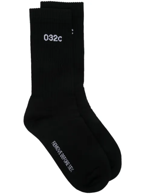 032c embroidered-motif socks Black S25UUK3911000W