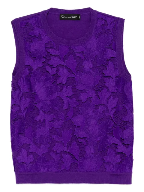 Oscar de la Renta lace knitted top Purple 24FN154VIO
