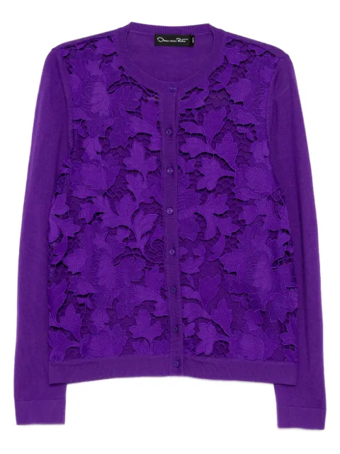 Oscar de la Renta floral lace cardigan Purple 24FN155VIO