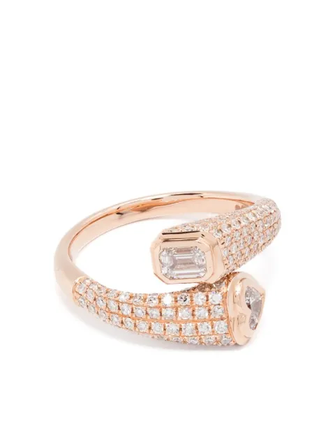 SHAY 18CT rose gold bypass diamonds pink ring Pink 107908SR446