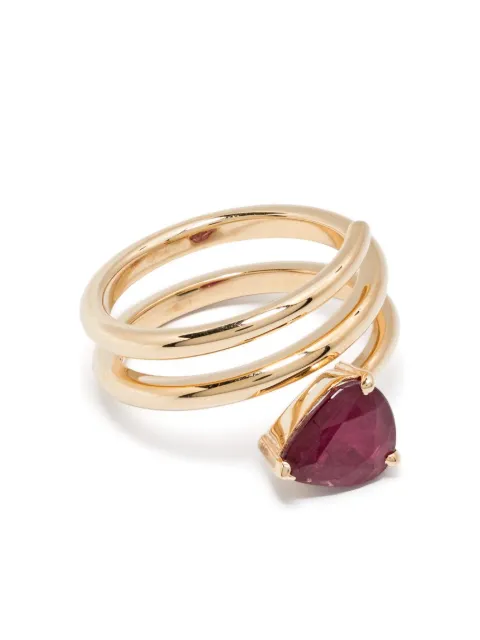 SHAY 18K yellow gold spiral ruby pinky ring Gold 107909SR574