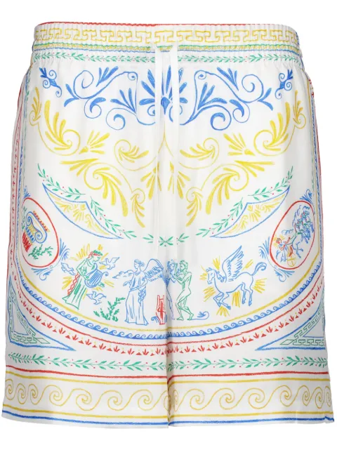 Casablanca La Déesse du Stade silk shorts White MF24TR012