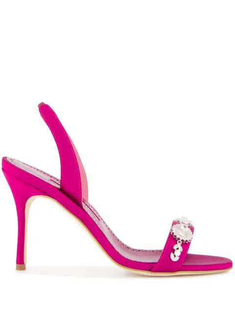Manolo Blahnik 90mm Lamisan slingback sandals Pink 29540001